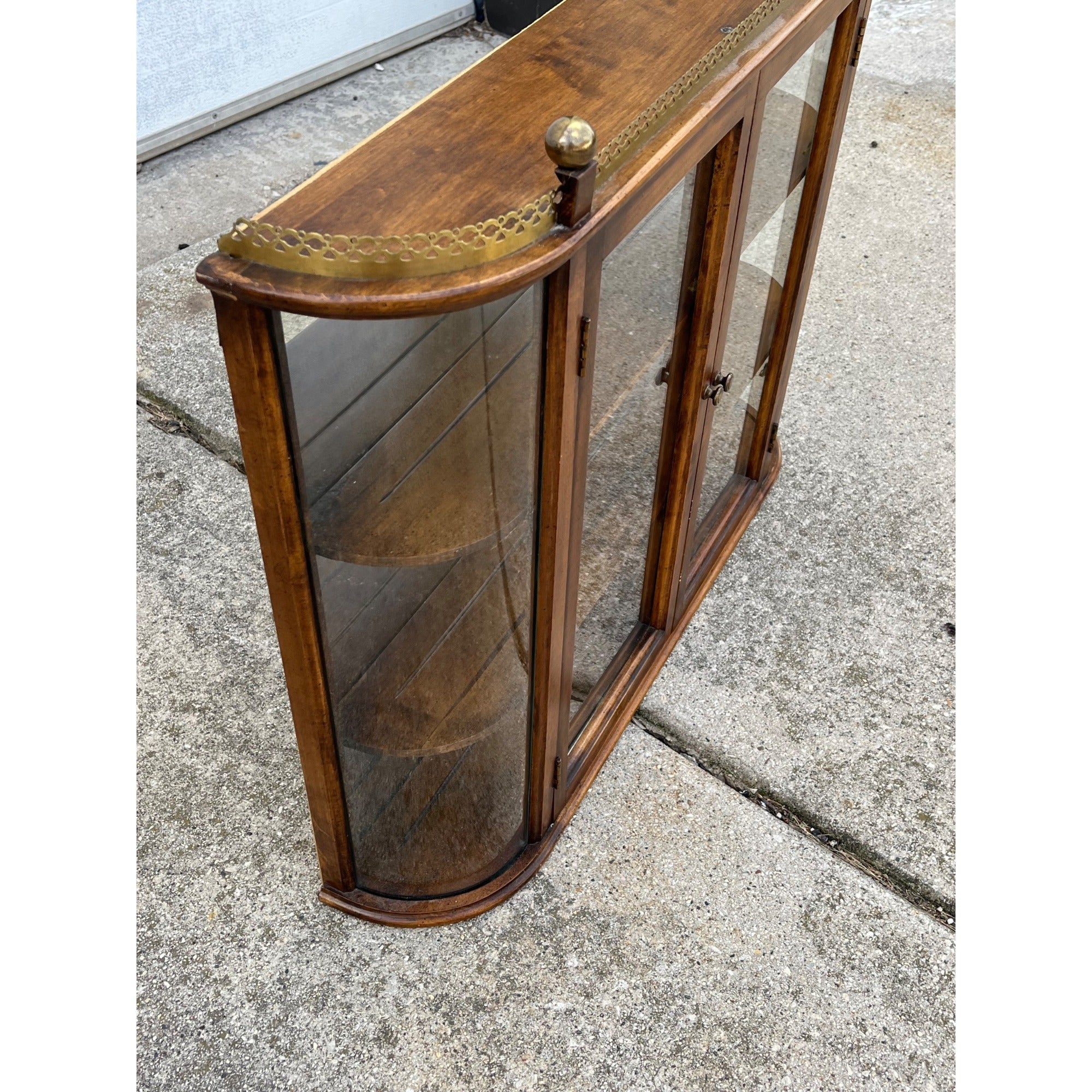 Vintage Curio Butler Wall Hanging Glass & Wood Cabinet Mid-Century MCM