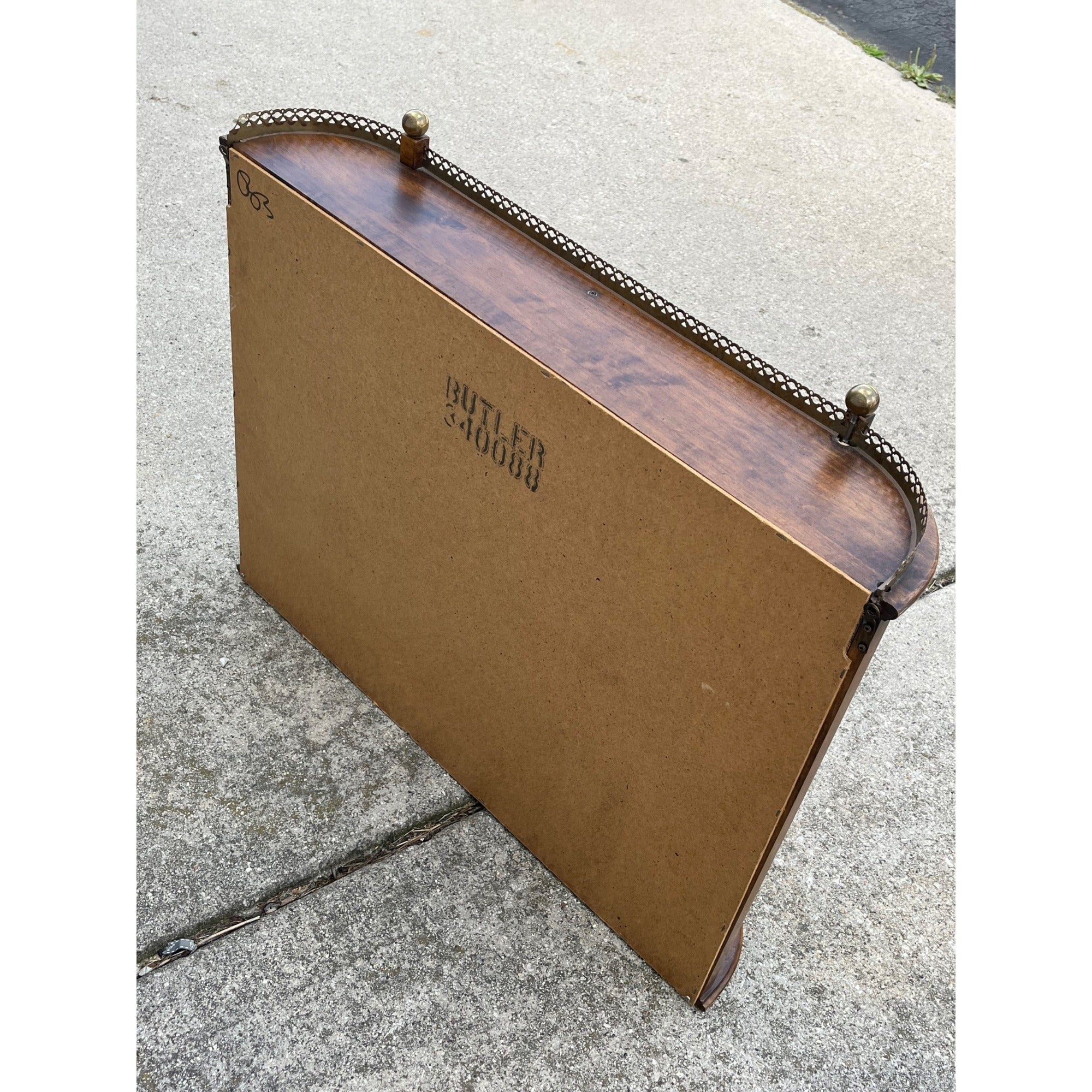 Vintage Curio Butler Wall Hanging Glass & Wood Cabinet Mid-Century MCM