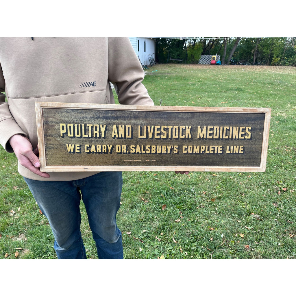 Rare 1950s Dr Salsbury's Medicine Farm Advertising Sign Poultry Dairy Cow Iowa