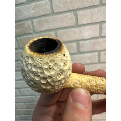 VINTAGE MEERSCHAUM TOBACCO PIPE DIMPLED SMOOTH AMBER STEM VIENNA AUSTRIA SMOKED