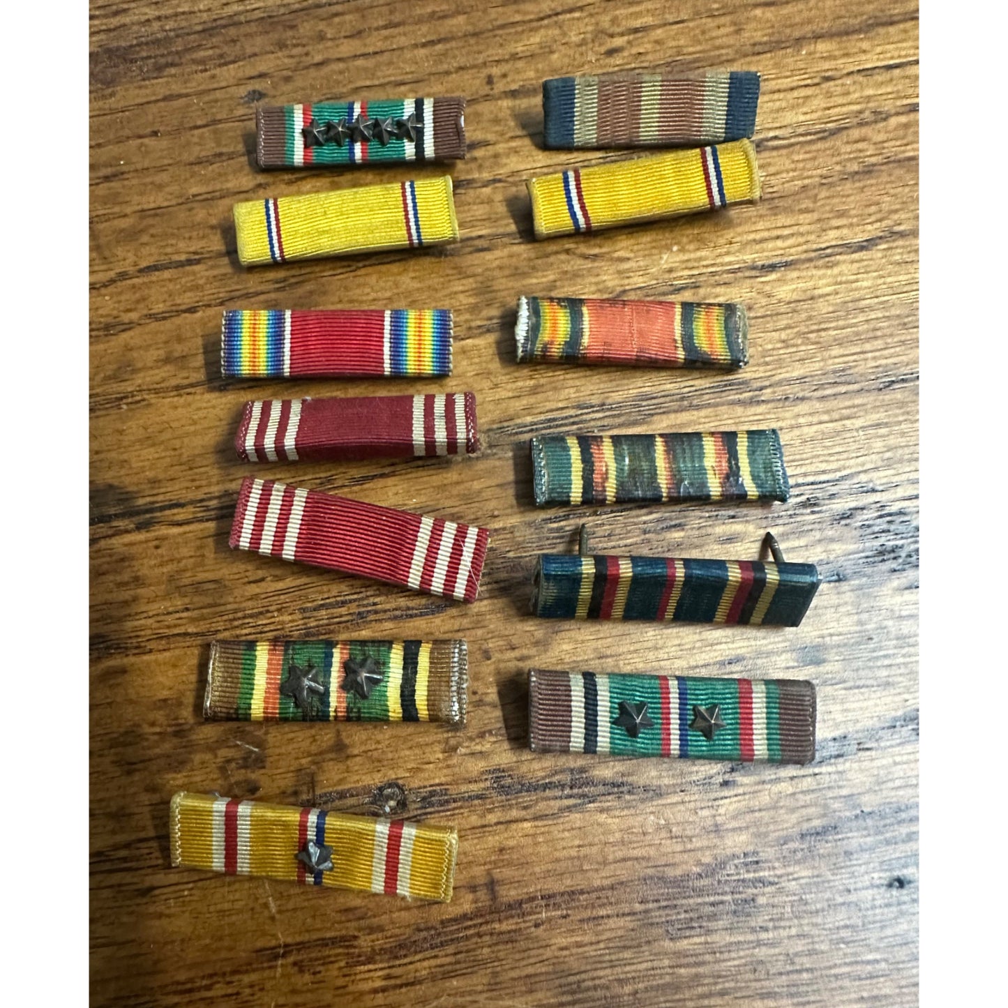 Original WWII Service Bar Uniform Badges 5 Stars Campaign Medal Ribbons (13)