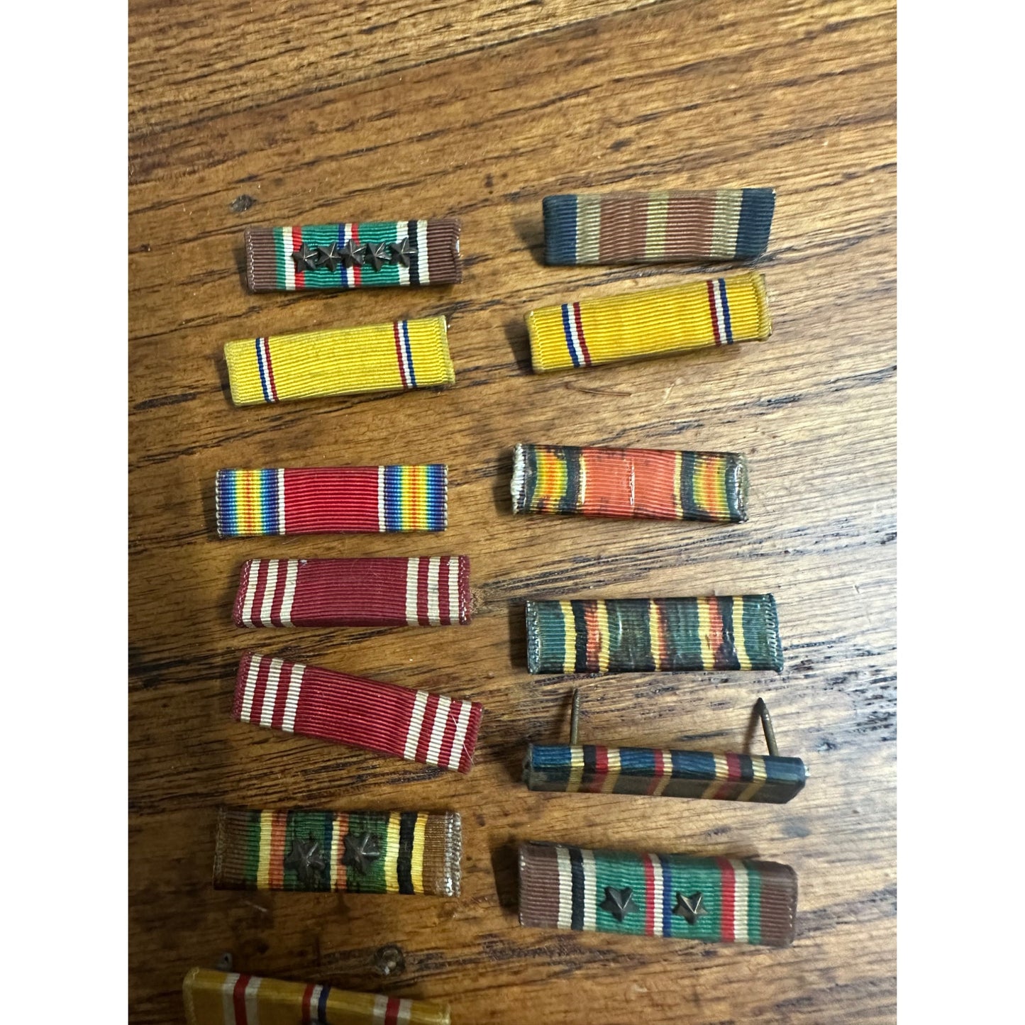 Original WWII Service Bar Uniform Badges 5 Stars Campaign Medal Ribbons (13)