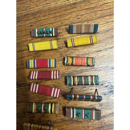 Original WWII Service Bar Uniform Badges 5 Stars Campaign Medal Ribbons (13)