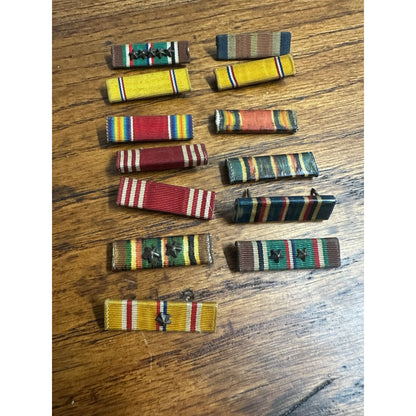 Original WWII Service Bar Uniform Badges 5 Stars Campaign Medal Ribbons (13)