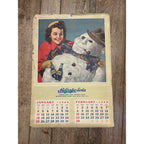 Vintage 1948 Nu-Grape Soda Paper Advertising Calendar Sign Snowman