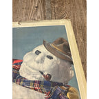 Vintage 1948 Nu-Grape Soda Paper Advertising Calendar Sign Snowman