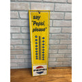 Vintage 1969 Say “Pepsi” Please Metal Yellow Advertising Thermometer Sign As-Is