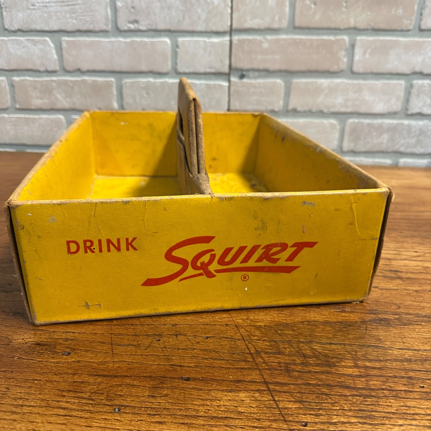 Vintage Squirt Soda Red & Yellow Cardboard Carrier Advertising