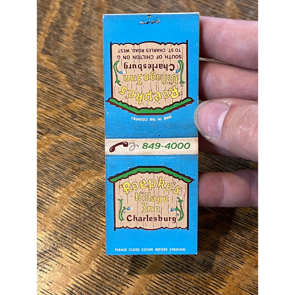Vintage FULL Matchbook Advertising - Roepke's Village Inn - Charlesburg, Wis.