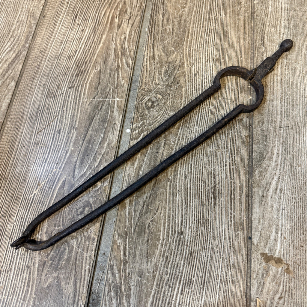 Antique Cast Iron Fire Tongs Coal Log Fireside Fireplace 15"
