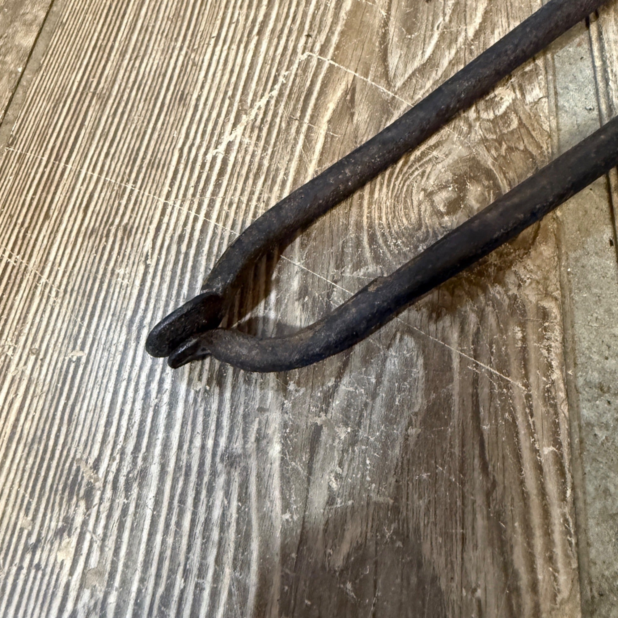 Antique Cast Iron Fire Tongs Coal Log Fireside Fireplace 15"