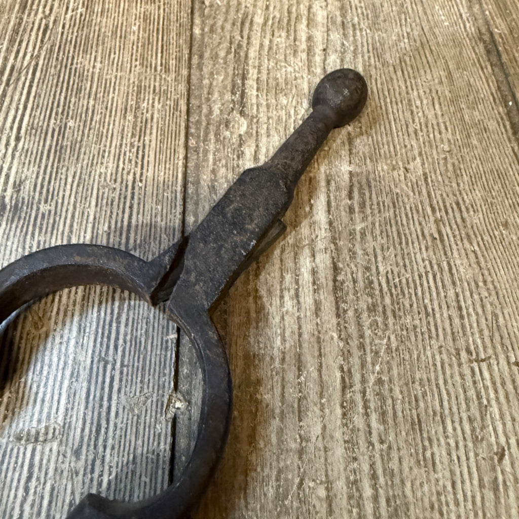 Antique Cast Iron Fire Tongs Coal Log Fireside Fireplace 15"