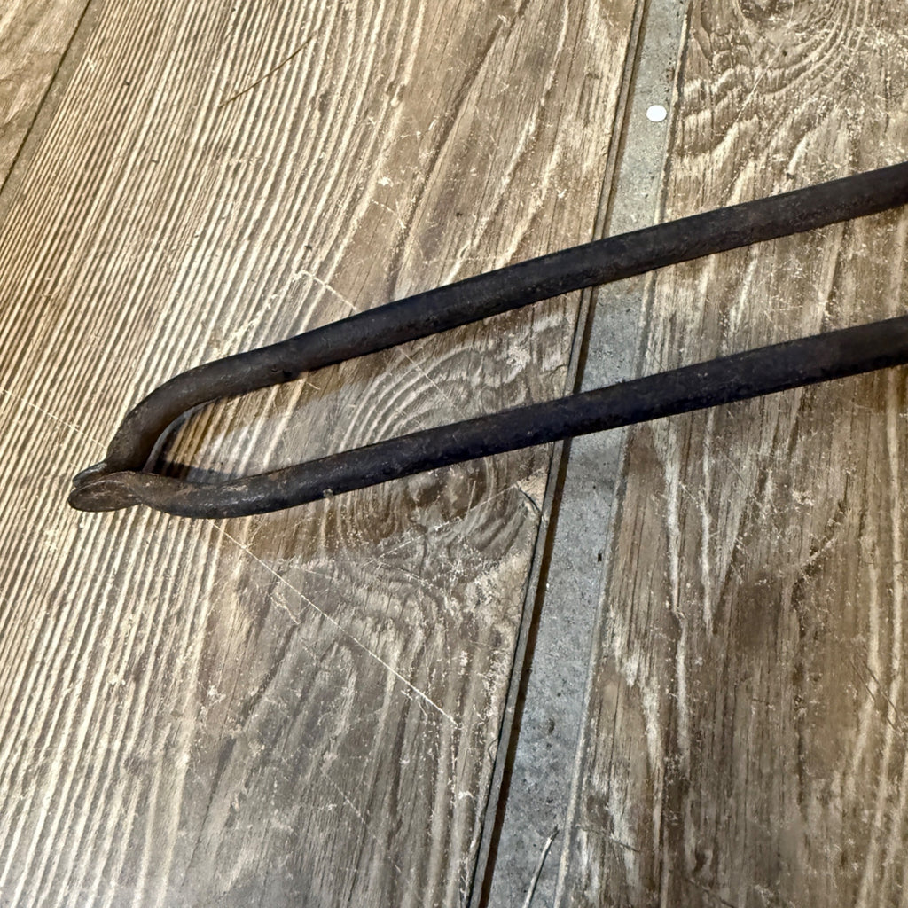 Antique Cast Iron Fire Tongs Coal Log Fireside Fireplace 15"