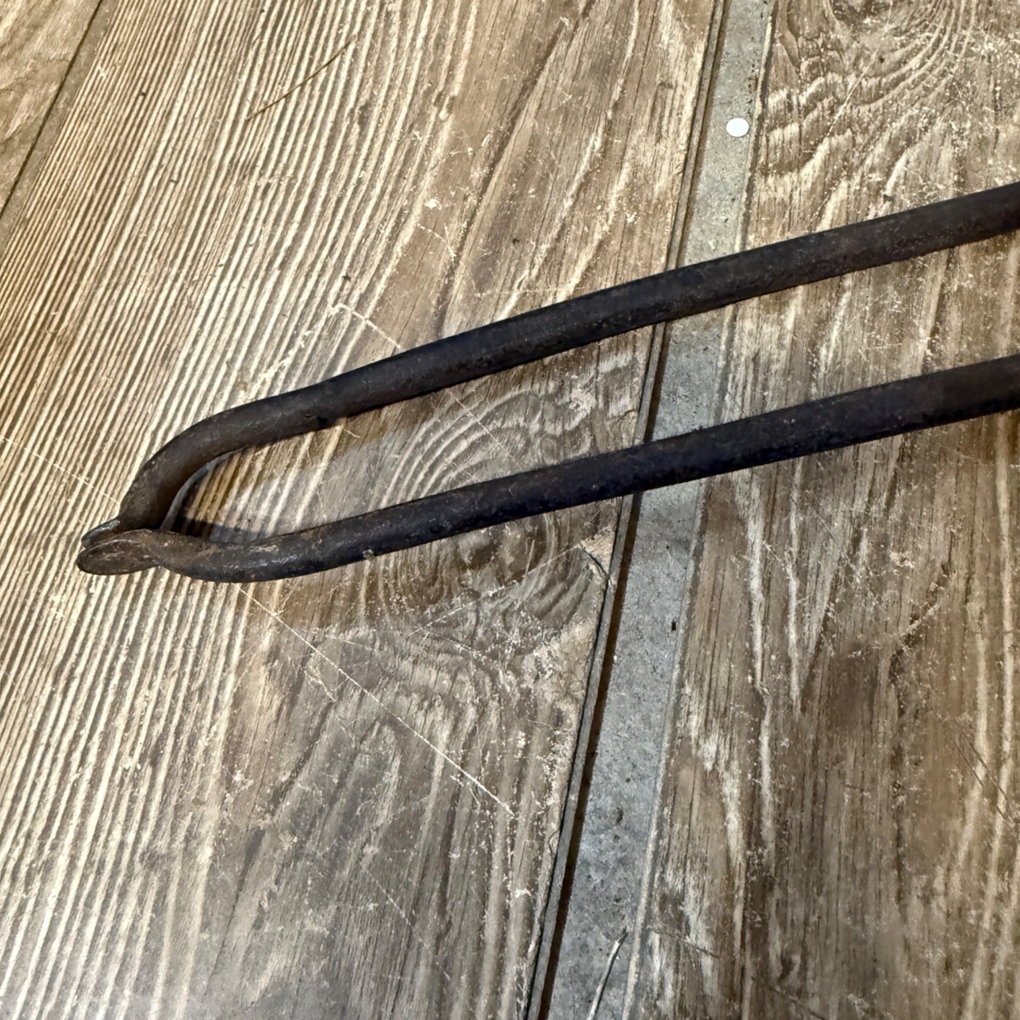 Antique Cast Iron Fire Tongs Coal Log Fireside Fireplace 15"