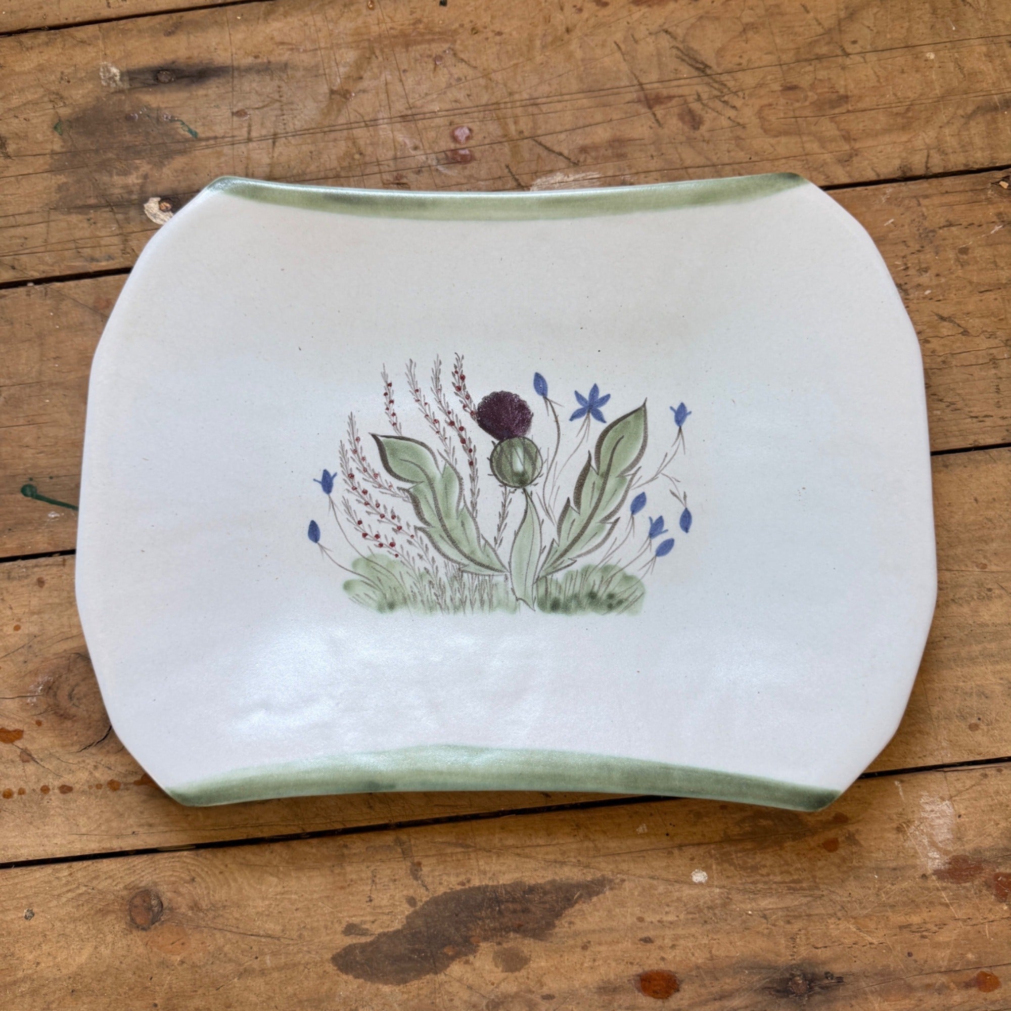 Buchan Thistle Serving  Scotland Stoneware Pottery Tray Platter