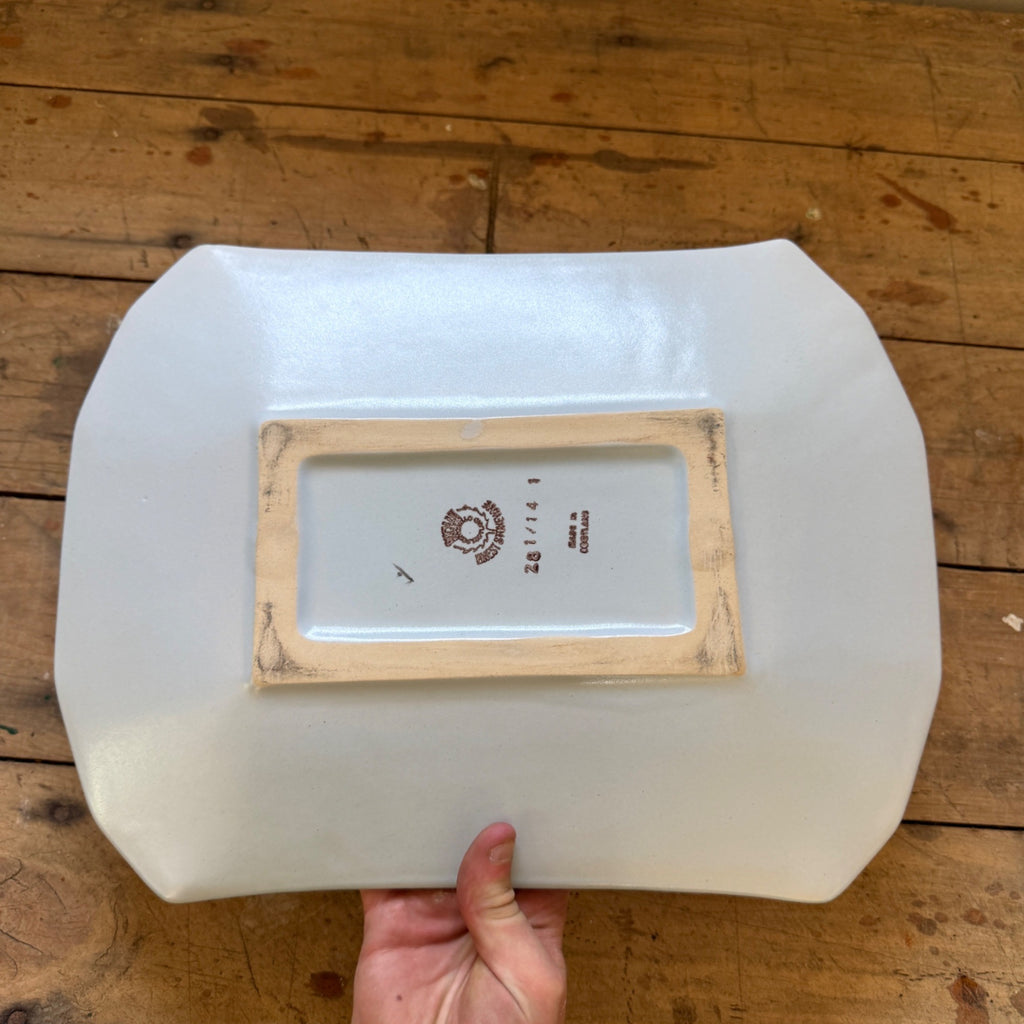 Buchan Thistle Serving  Scotland Stoneware Pottery Tray Platter