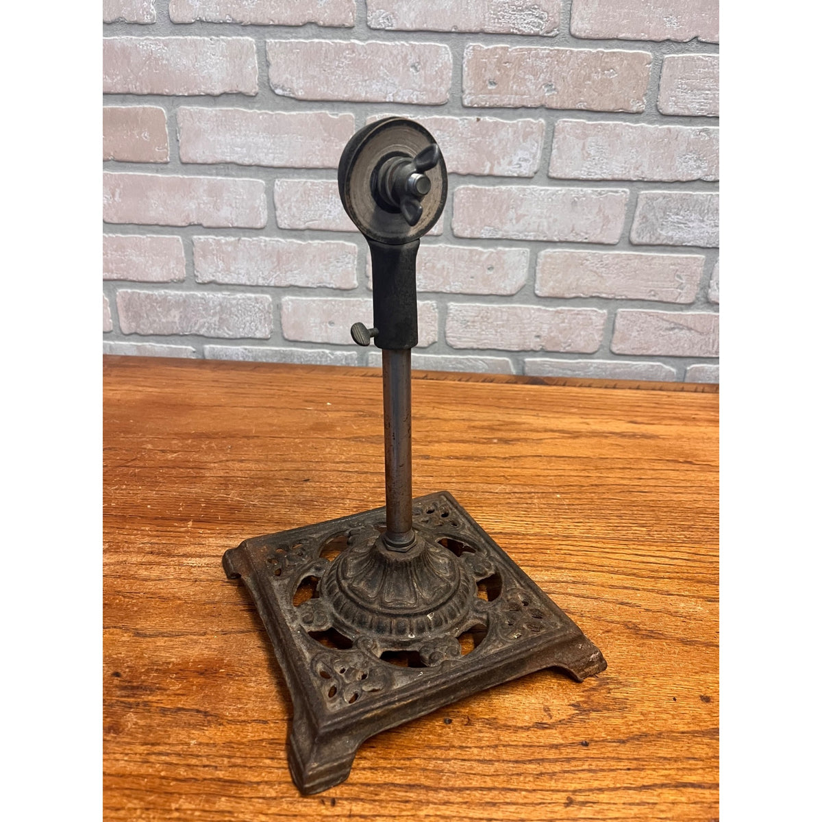 Antique Cast Iron Tabletop Microphone / Telephone Transmitter Stand