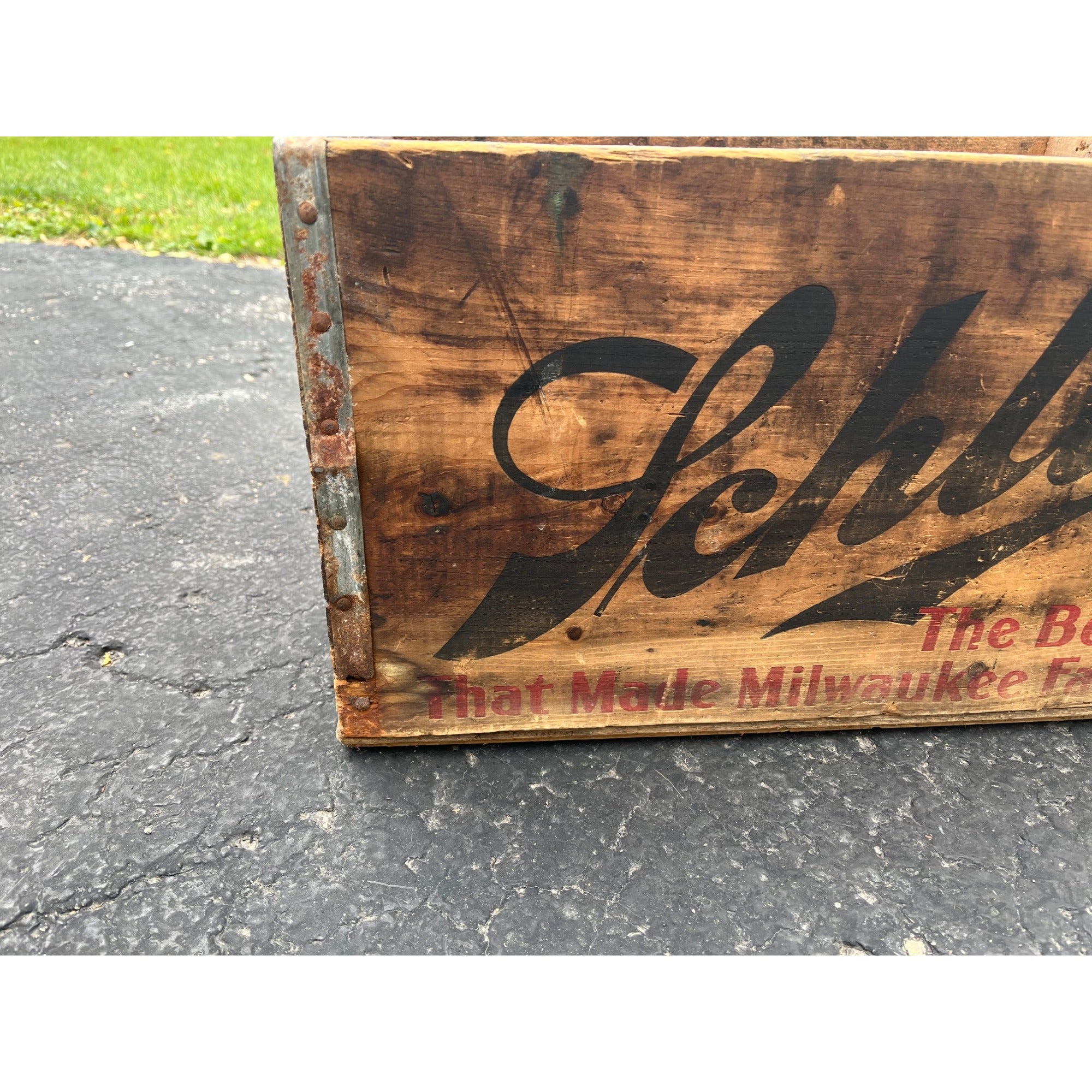 Vintage Schlitz Brewing Co. Milwaukee WI Wooden Beer Crate Bottle Case