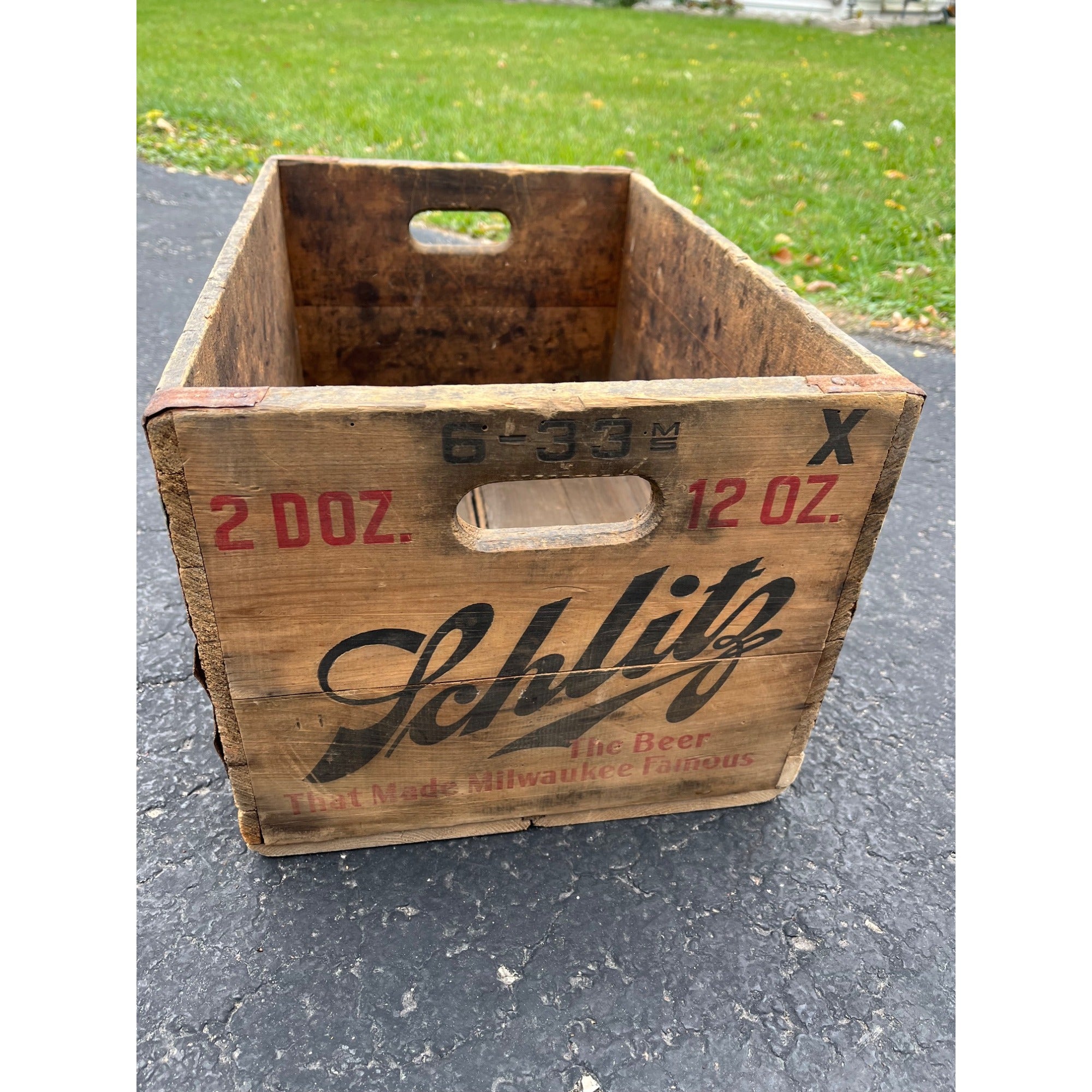 Vintage Schlitz Brewing Co. Milwaukee WI Wooden Beer Crate Bottle Case