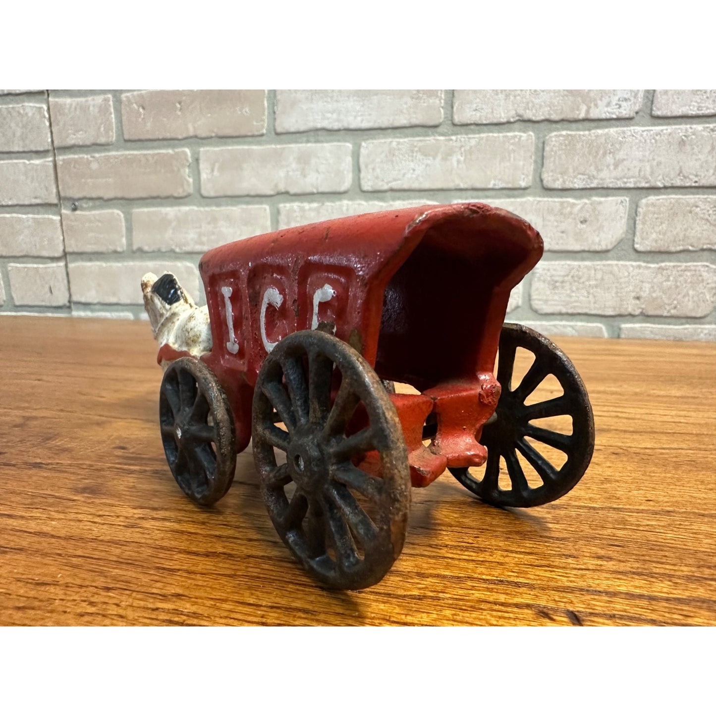 Antique Vintage Heavy Cast Iron Toy Horse Drawn Ice Wagon Stage Coach Hubley?