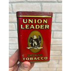 Vintage Union Leader Tobacco Tin Empty Vertical Pocket Pipe Mixture Can