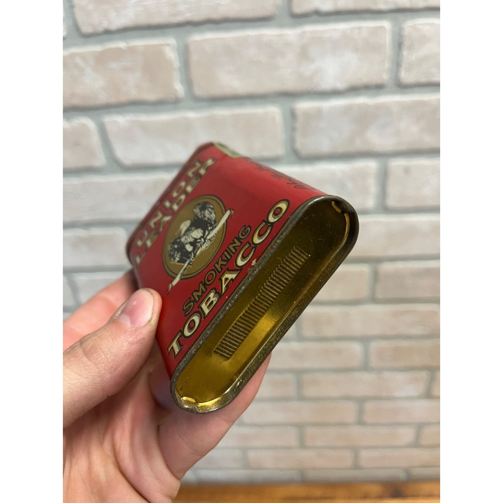 Vintage Union Leader Tobacco Tin Empty Vertical Pocket Pipe Mixture Can