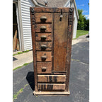 Antique Primitive Folk Art Owl Cabinet Repurposed Mills Owl Slot Machine Tool Chest