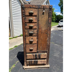 Antique Primitive Folk Art Owl Cabinet Repurposed Mills Owl Slot Machine Tool Chest