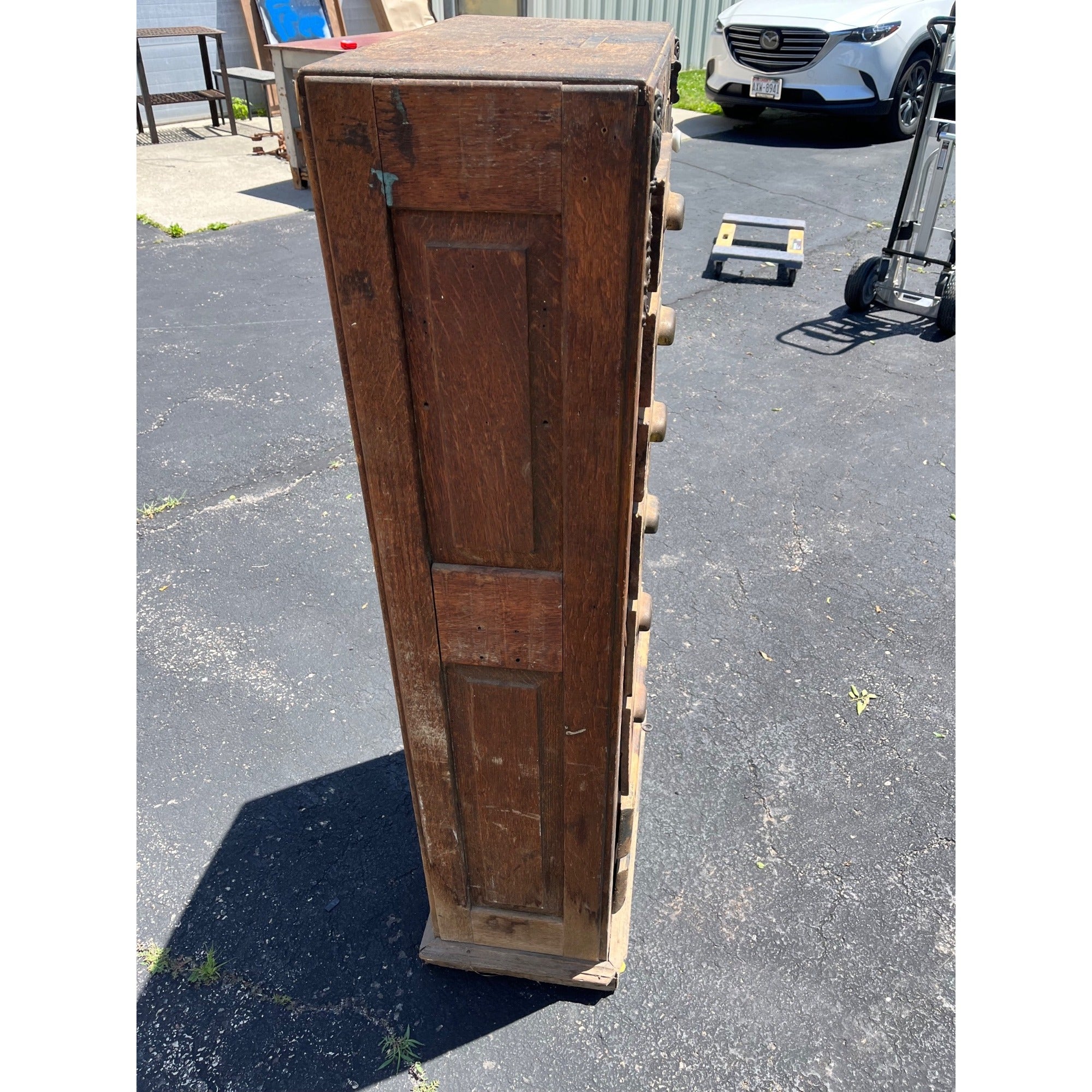 Antique Primitive Folk Art Owl Cabinet Repurposed Mills Owl Slot Machine Tool Chest