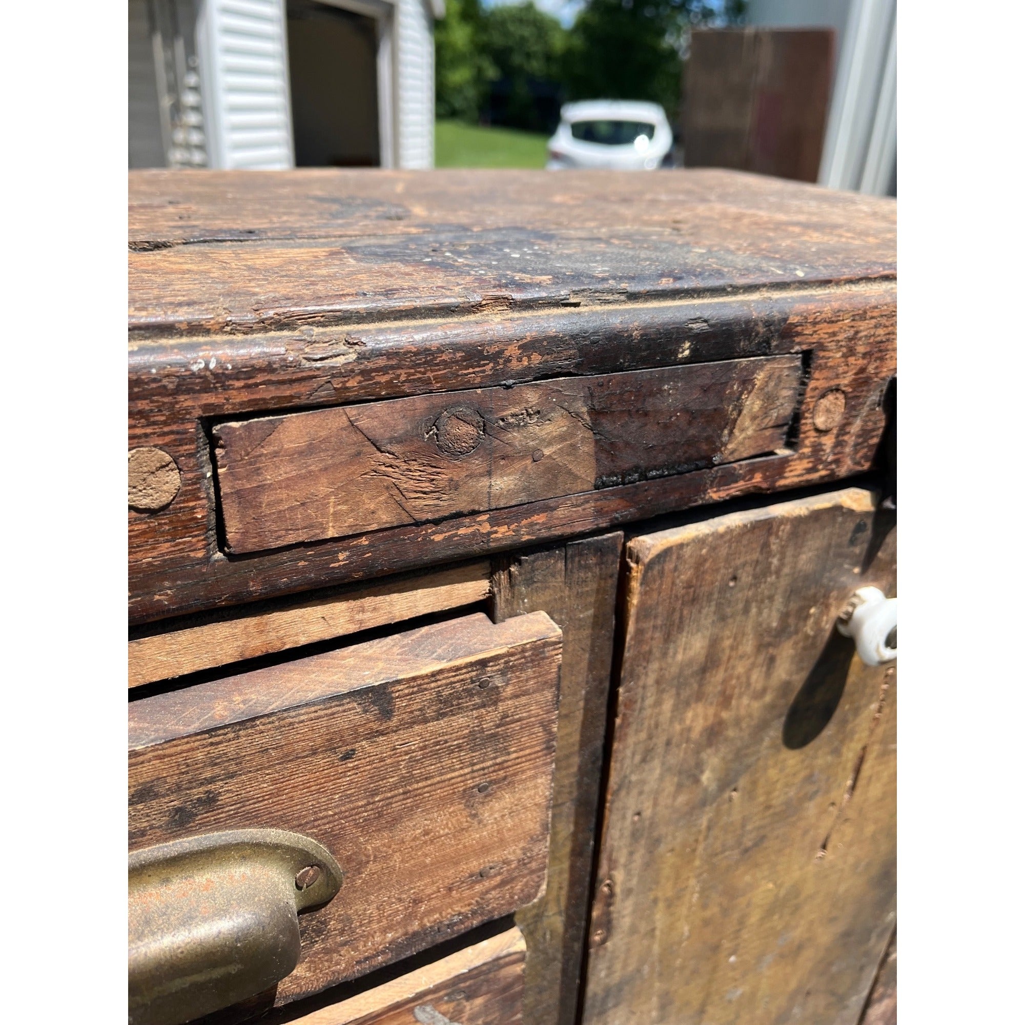 Antique Primitive Folk Art Owl Cabinet Repurposed Mills Owl Slot Machine Tool Chest