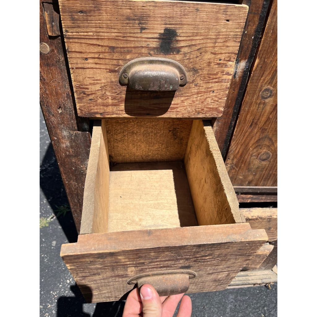 Antique Primitive Folk Art Owl Cabinet Repurposed Mills Owl Slot Machine Tool Chest