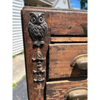 Antique Primitive Folk Art Owl Cabinet Repurposed Mills Owl Slot Machine Tool Chest