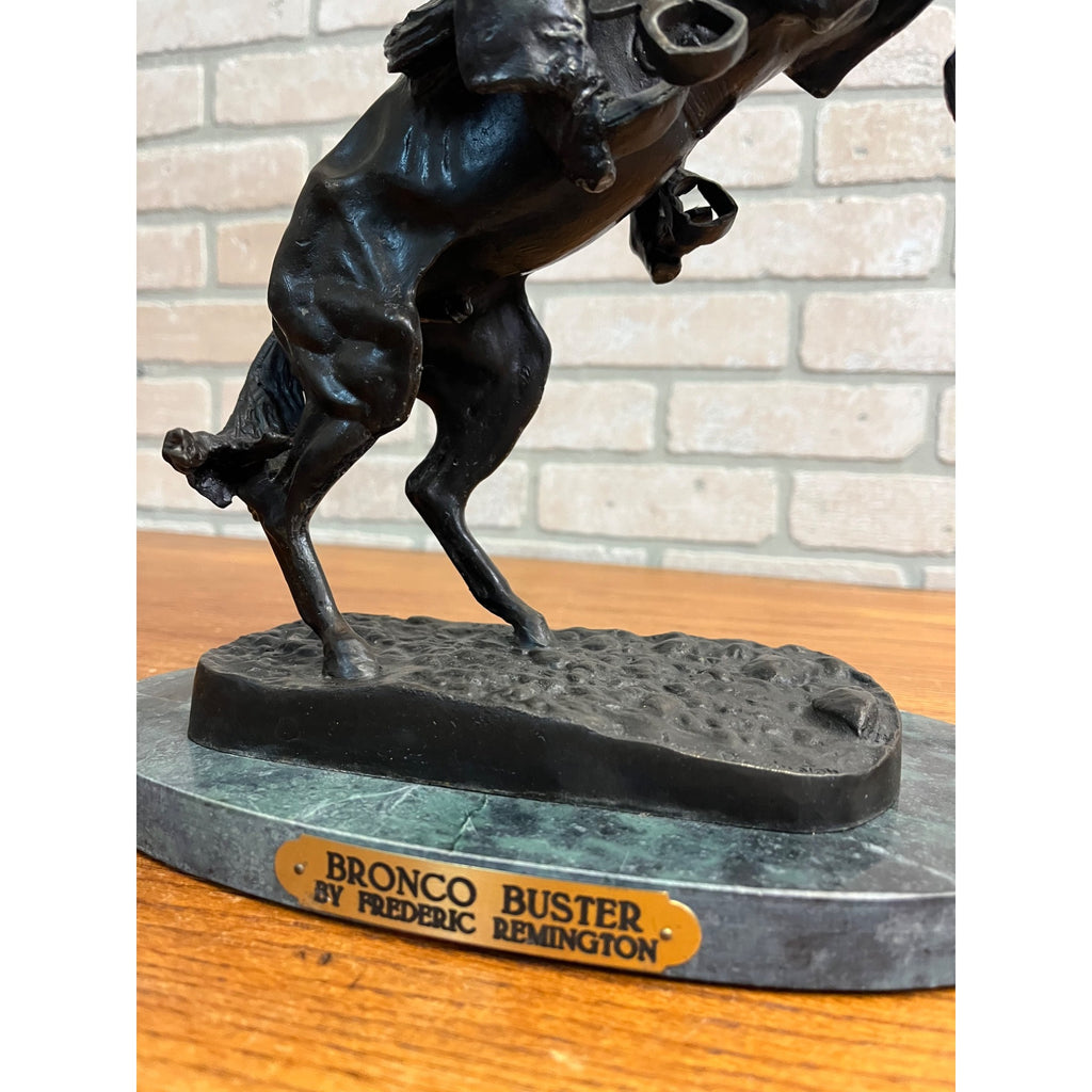 Large Bronco Buster 100% Bronze on Marble Sculpture Statue by Frederic Remington