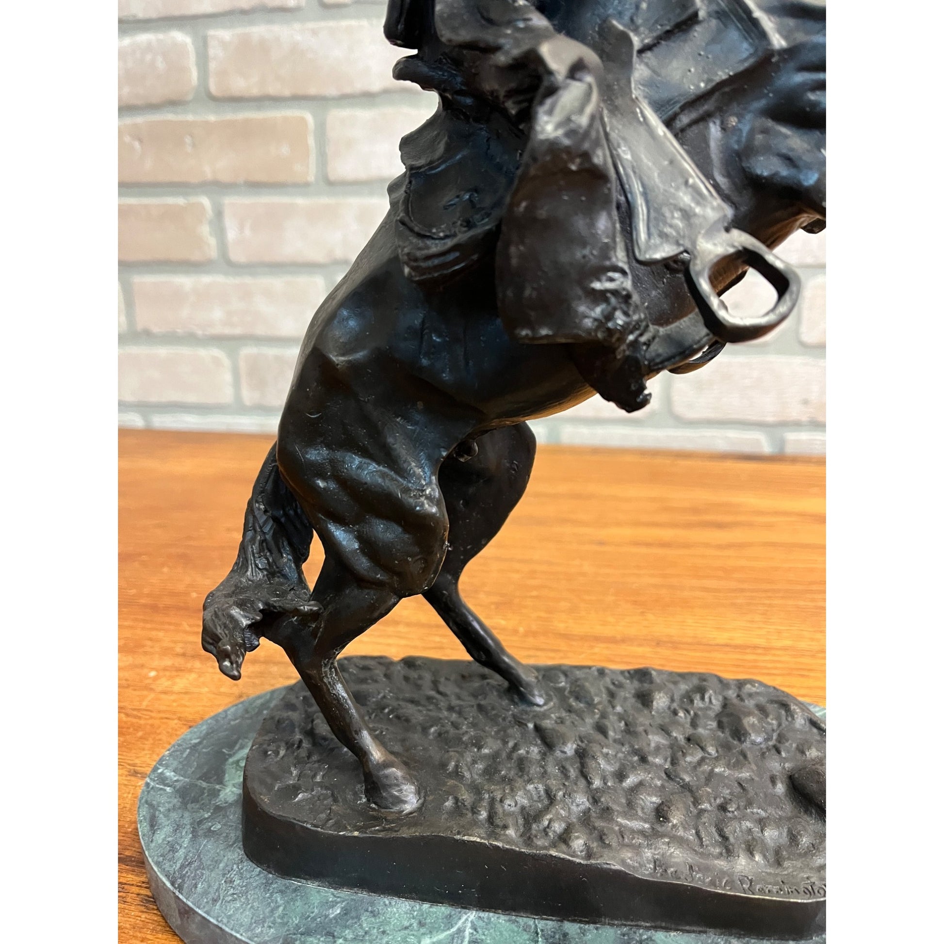 Large Bronco Buster 100% Bronze on Marble Sculpture Statue by Frederic Remington
