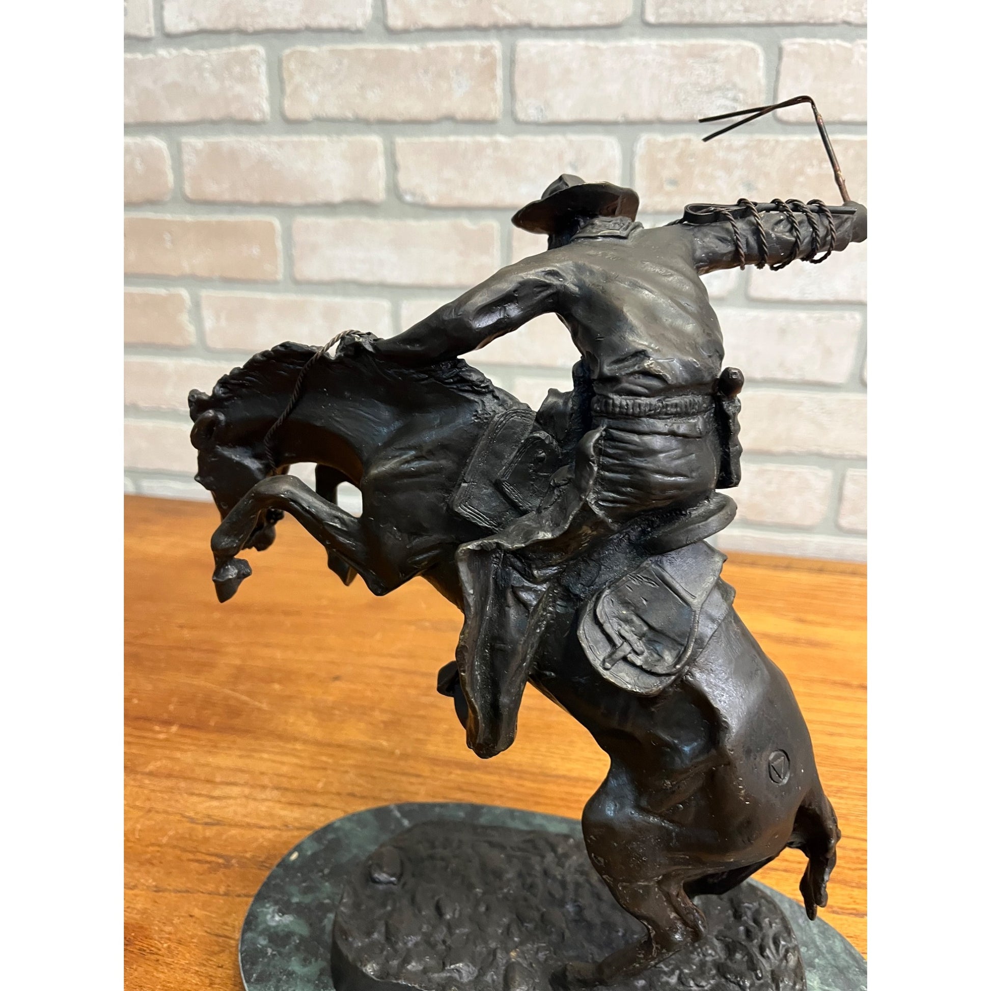 Large Bronco Buster 100% Bronze on Marble Sculpture Statue by Frederic Remington