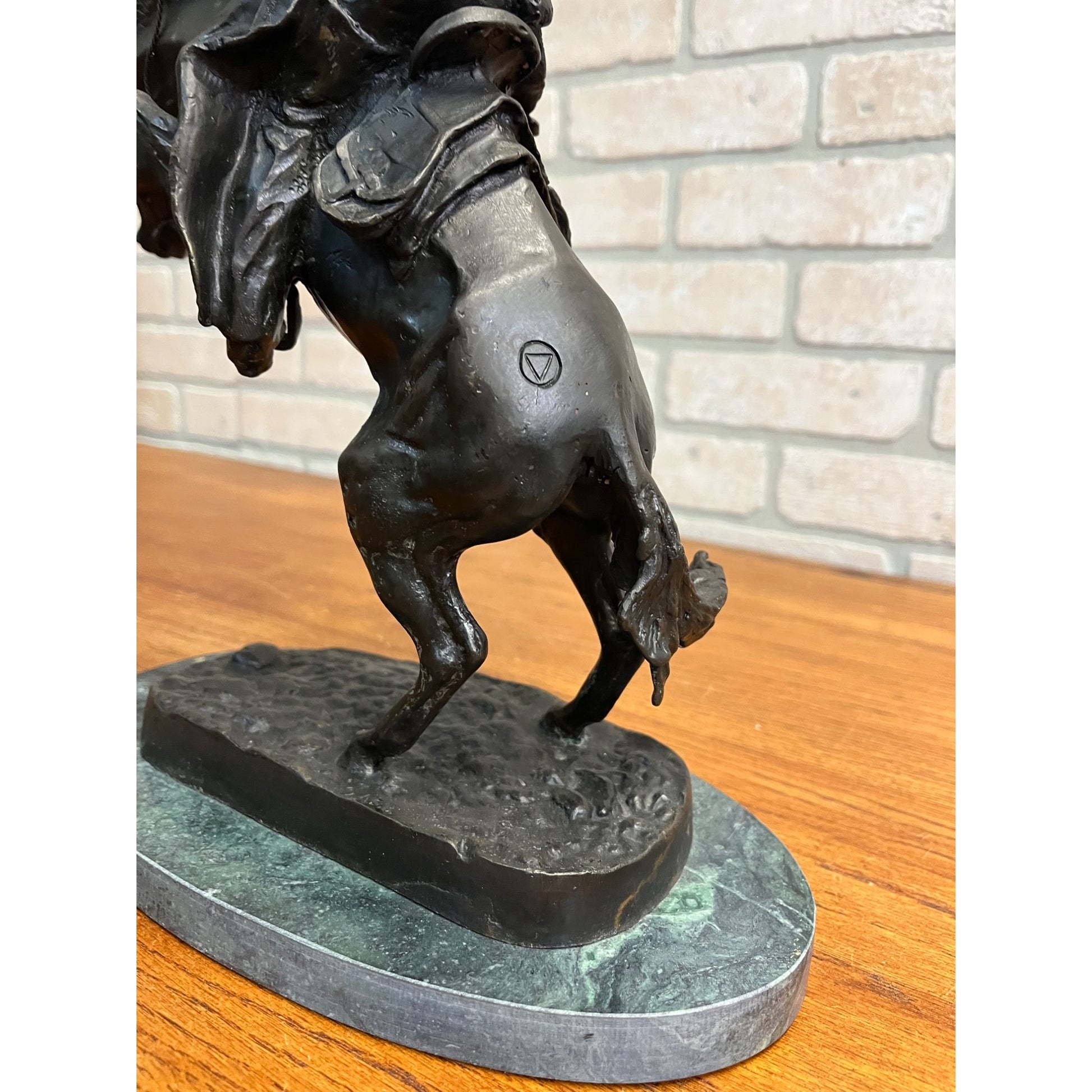 Large Bronco Buster 100% Bronze on Marble Sculpture Statue by Frederic Remington