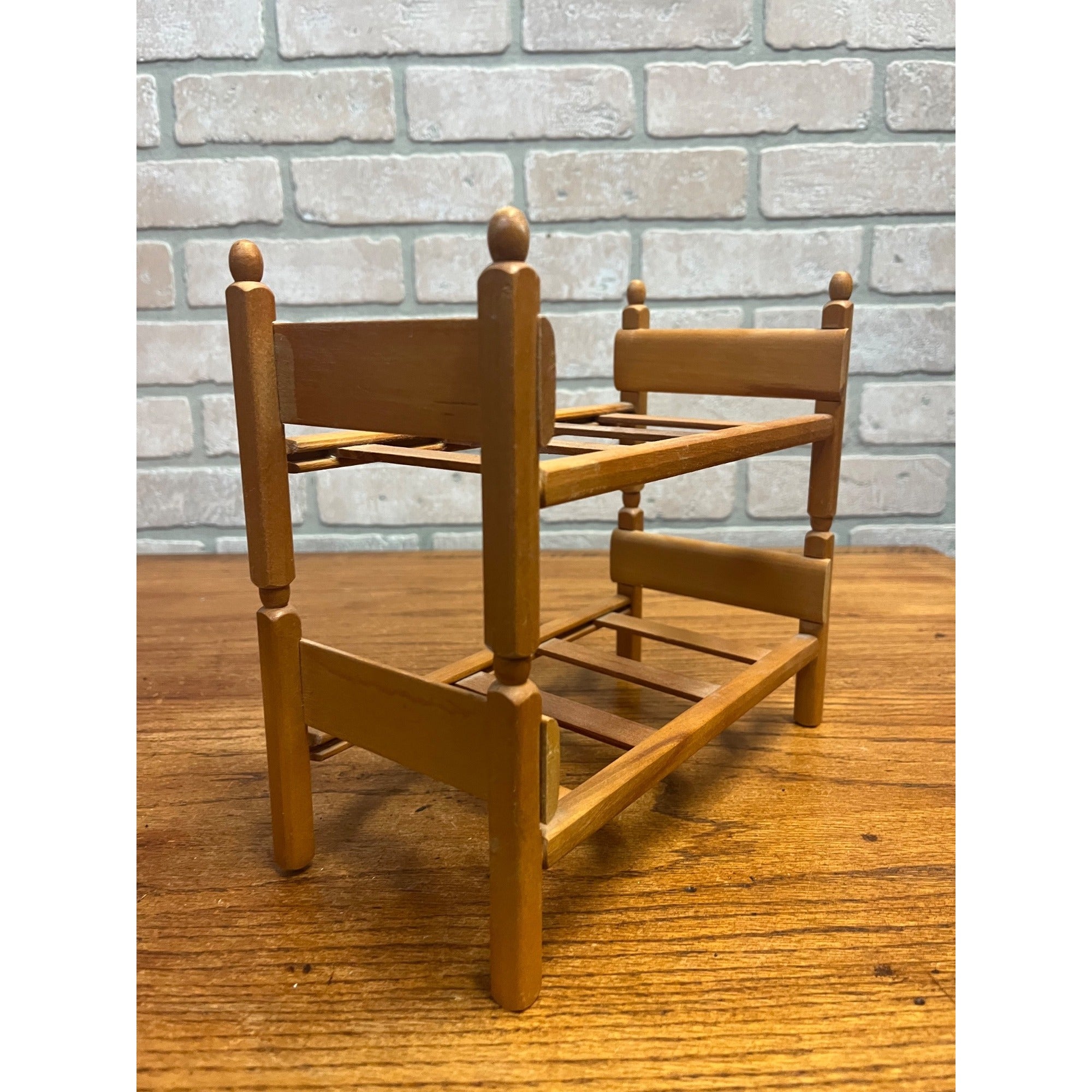 Vintage Strombecker Wooden Doll Furniture Lot Bunk Bed, Single Bed, & Chair