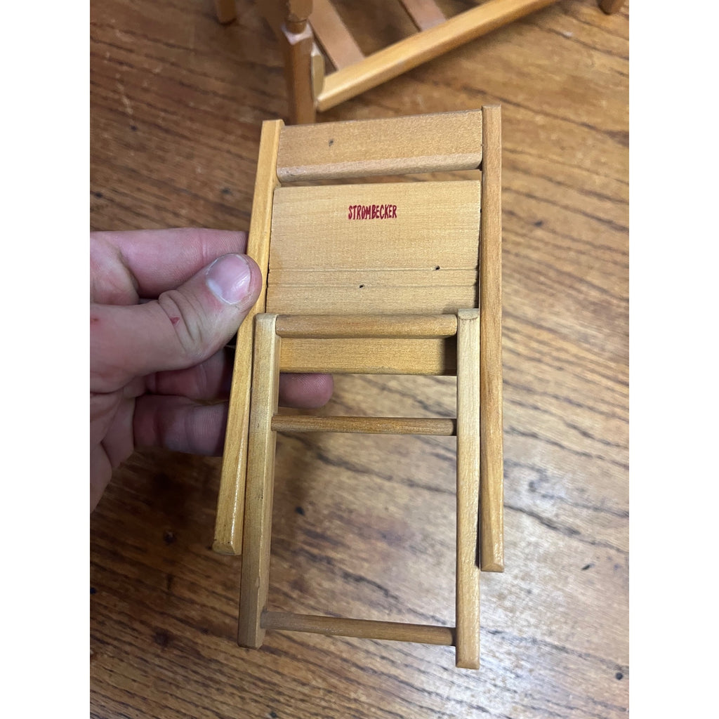 Vintage Strombecker Wooden Doll Furniture Lot Bunk Bed, Single Bed, & Chair