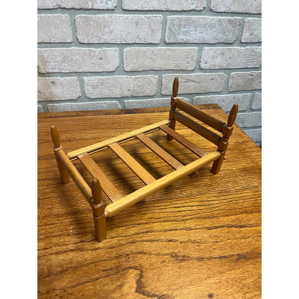 Vintage Strombecker Wooden Doll Furniture Lot Bunk Bed, Single Bed, & Chair