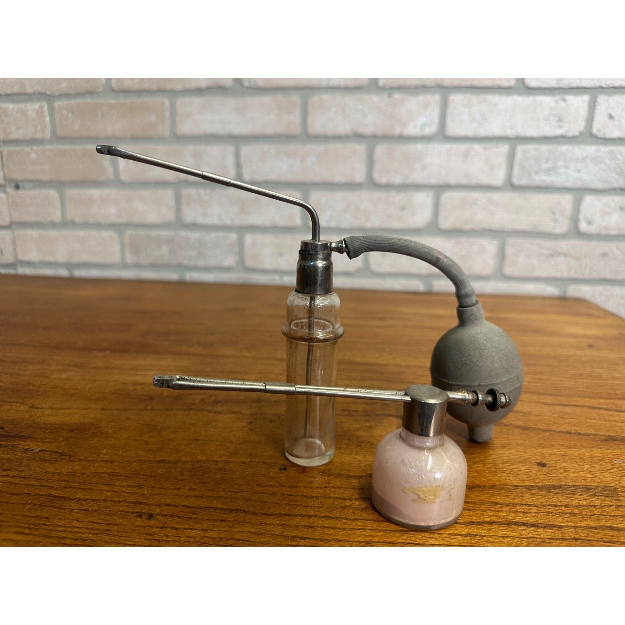 Vintage Lot (2) Devilbiss Glass Atomizer Perfume Bottles