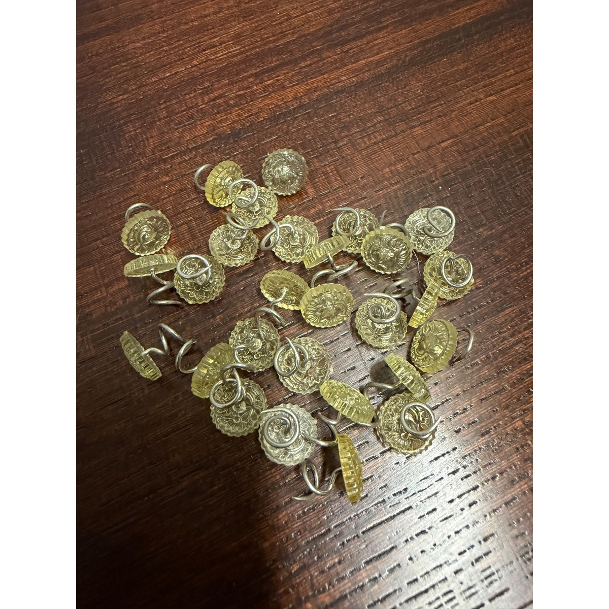 Vintage UV Reactive Plastic Flower Buttons Corkscrew Spiral Shank Lot Upholstery Fabric