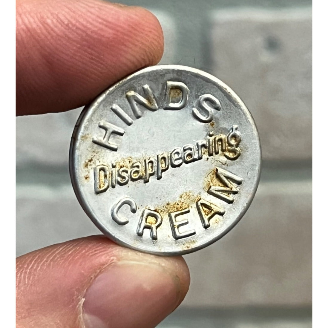 RARE Vintage 1920s Hinds Disappearing Cream Makeup Compact Tin Advertising