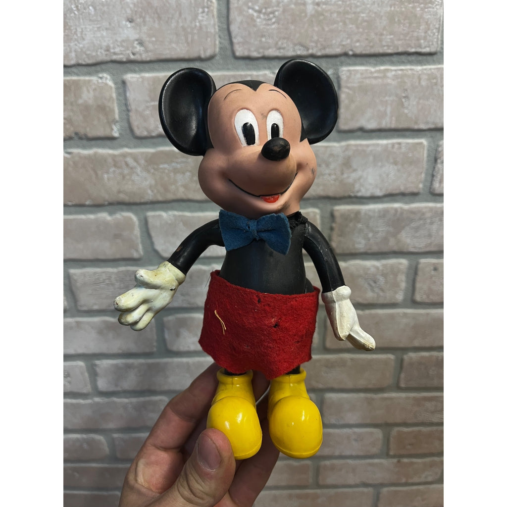 Vintage Mickey Mouse Doll or Figure Plastic Body and Rubber Head Walt Disney Hong Kong Circa 1960