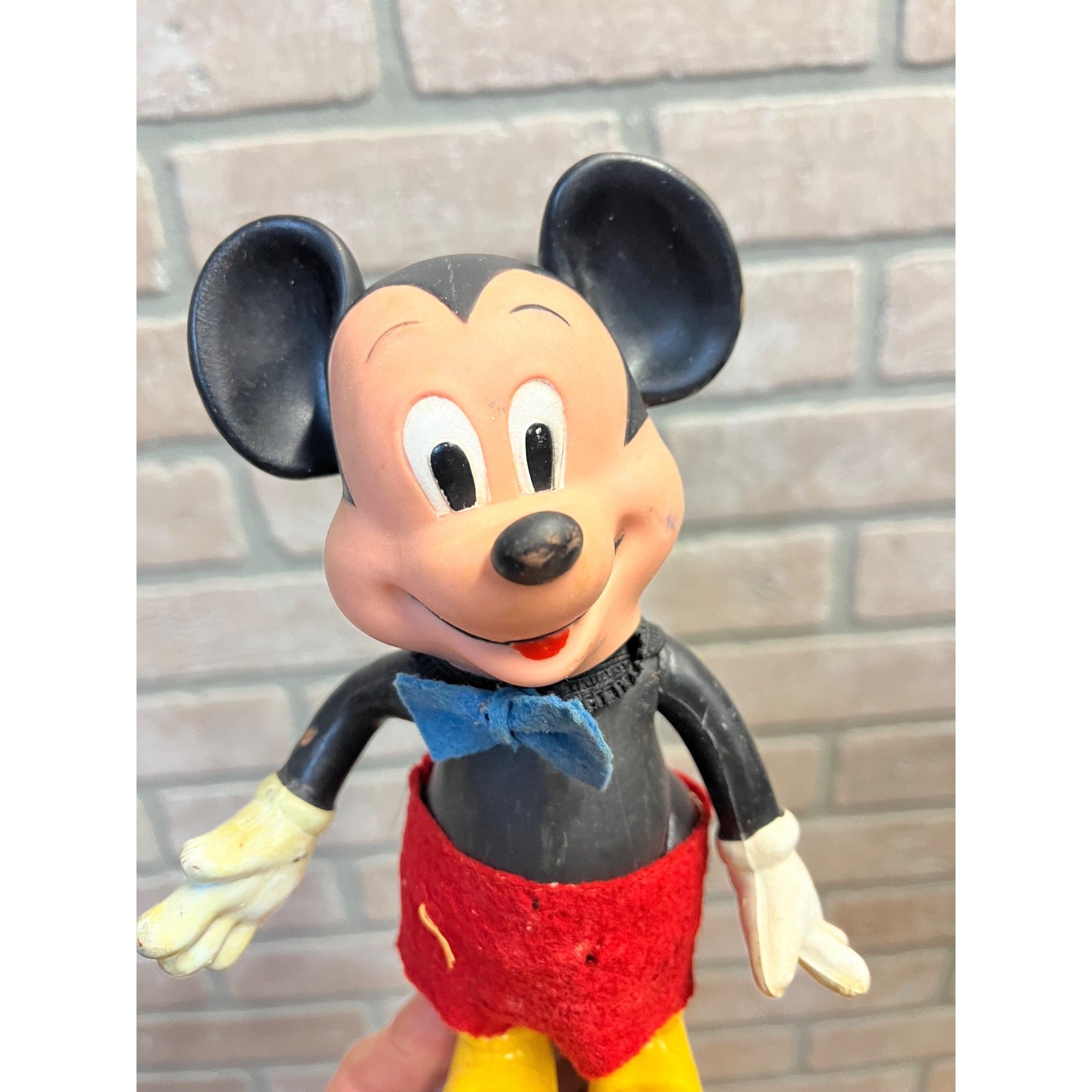 Vintage Mickey Mouse Doll or Figure Plastic Body and Rubber Head Walt Disney Hong Kong Circa 1960