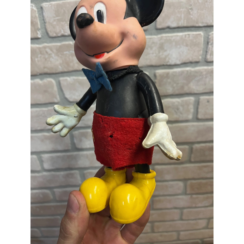 Vintage Mickey Mouse Doll or Figure Plastic Body and Rubber Head Walt Disney Hong Kong Circa 1960