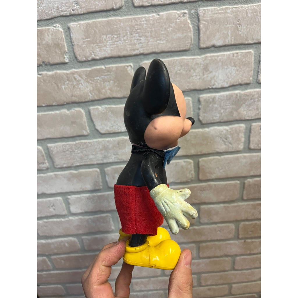 Vintage Mickey Mouse Doll or Figure Plastic Body and Rubber Head Walt Disney Hong Kong Circa 1960