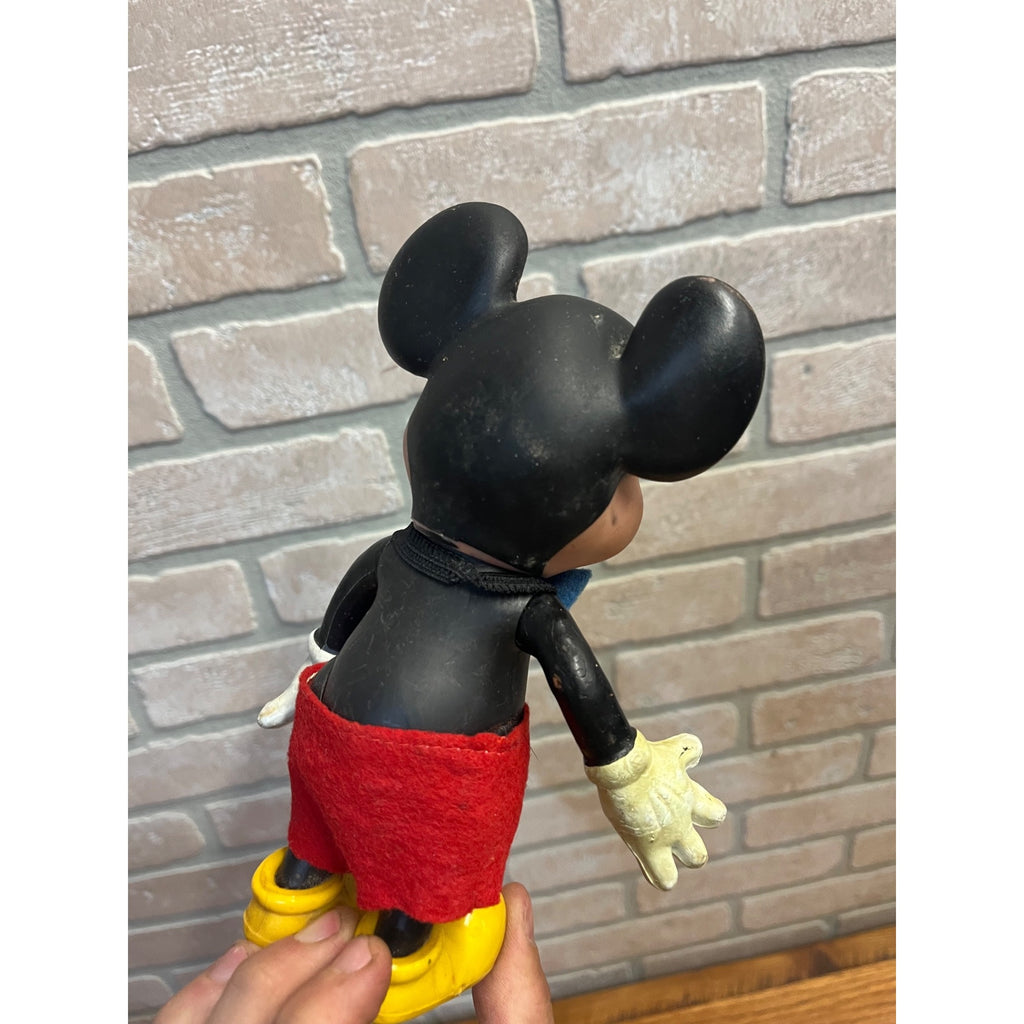 Vintage Mickey Mouse Doll or Figure Plastic Body and Rubber Head Walt Disney Hong Kong Circa 1960