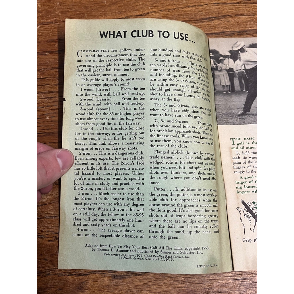Vintage 1956 Tommy Armour How to Play Your Best Golf Booklet 15pg