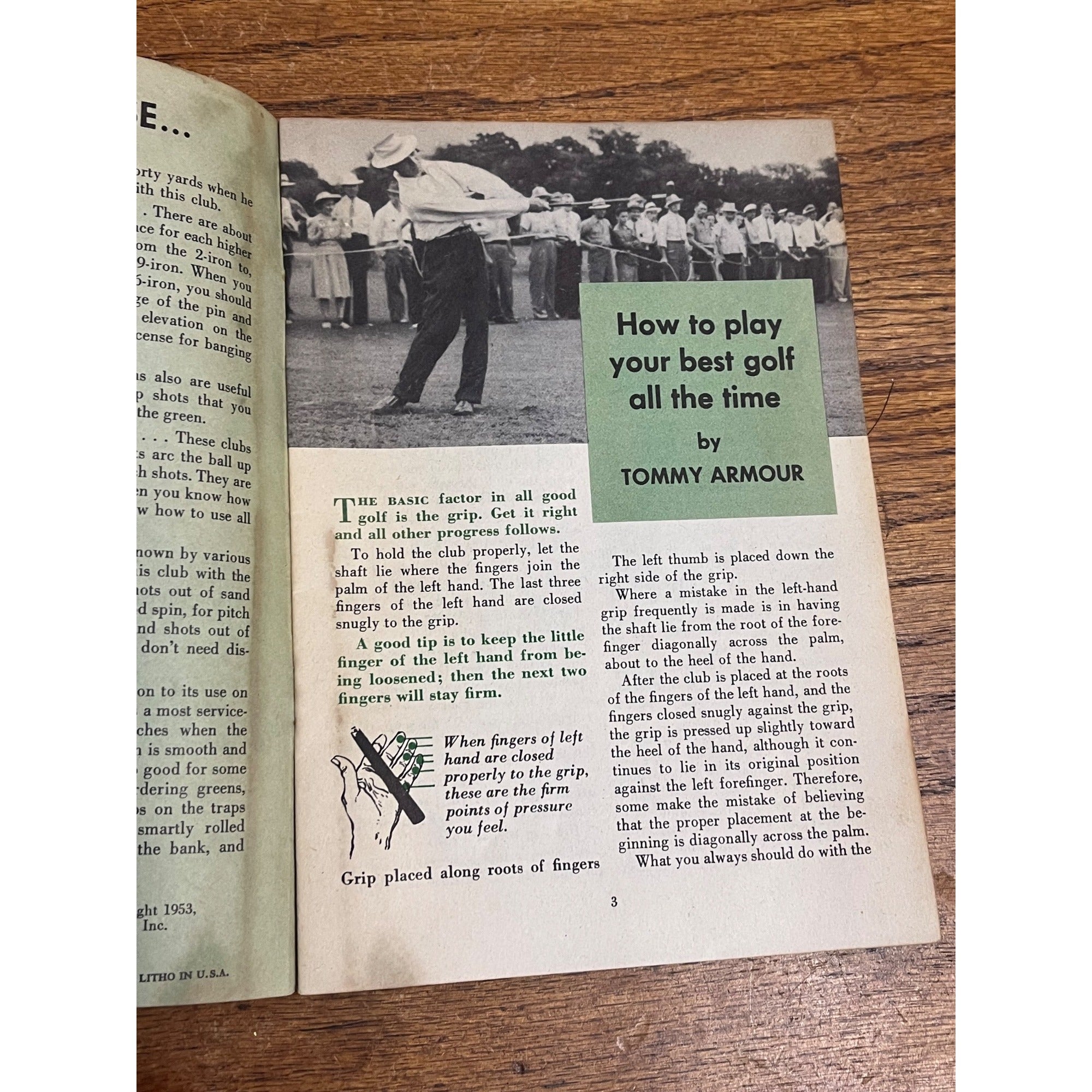 Vintage 1956 Tommy Armour How to Play Your Best Golf Booklet 15pg