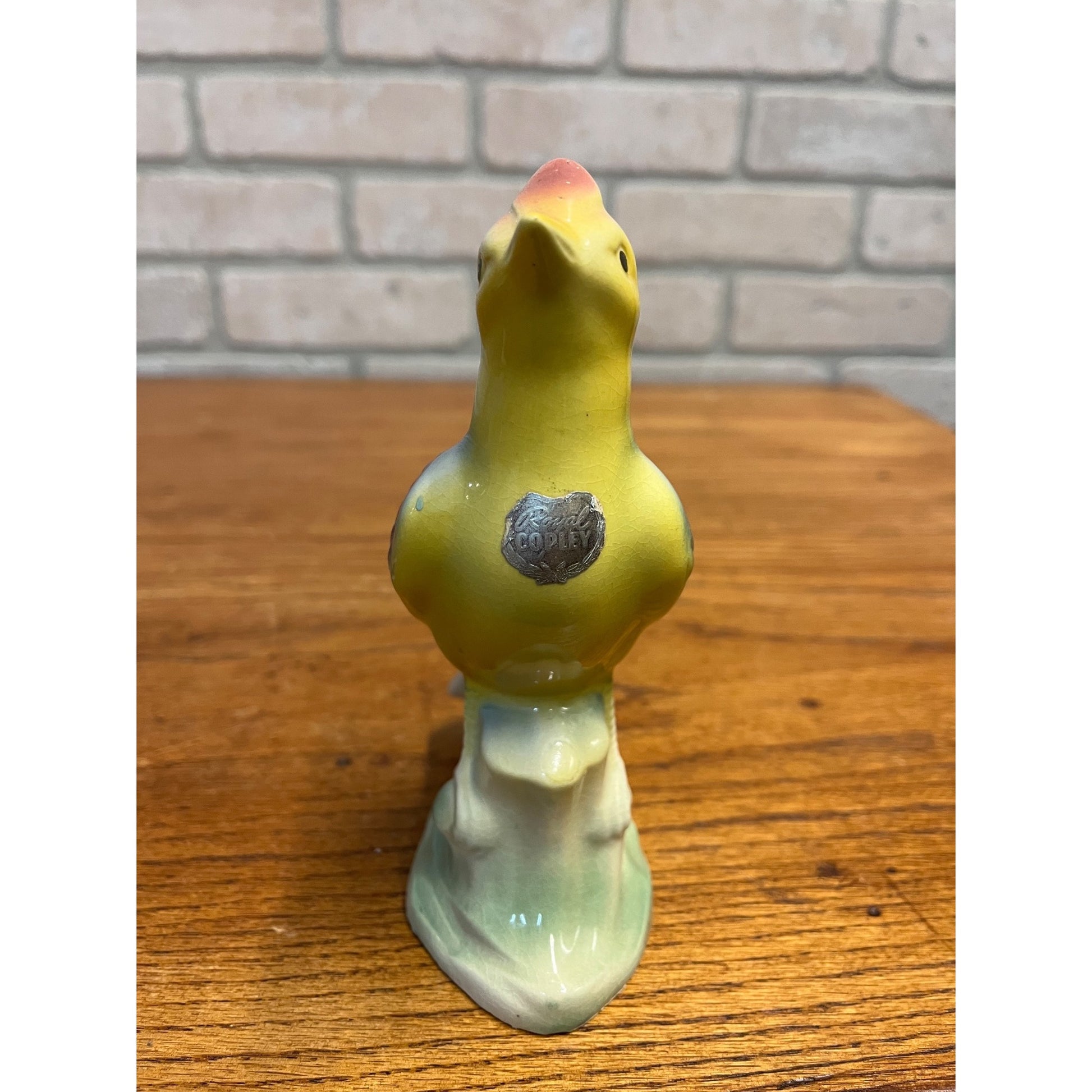 Vintage MCM Royal Copley Blue Skylark On Tree Stump Figurine